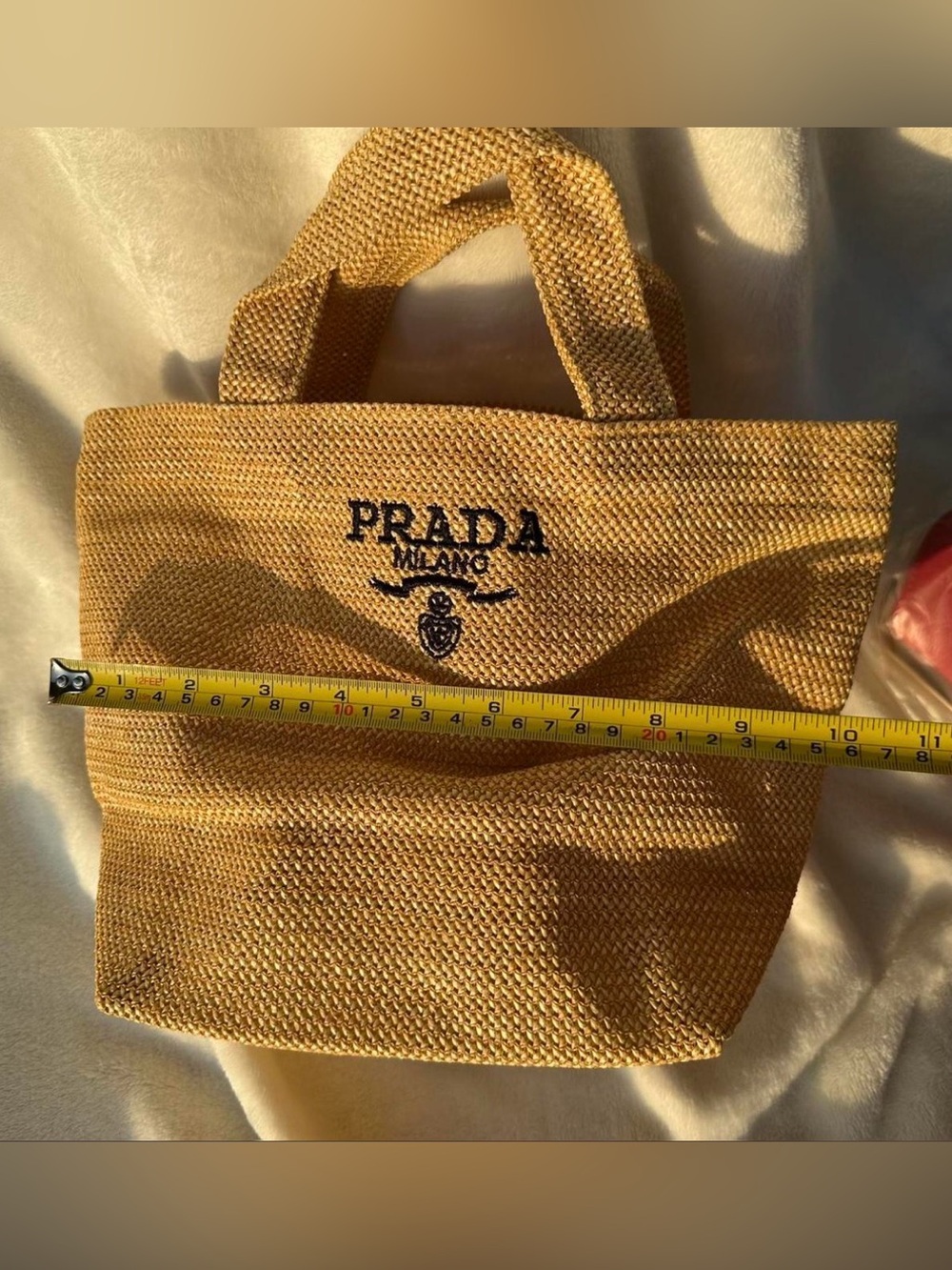 Prada Milano✨🤎💛 GWP Yellow Woven Logo Tote - Picture 8 of 8
